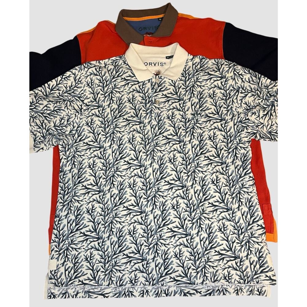 Lot of 2 ORVID Polo Golf Shirt Sz XL Fly Fishing Bass Cotton Classic Heavyweight
